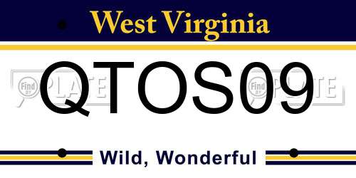 QTOS09 West Virginia License Plate