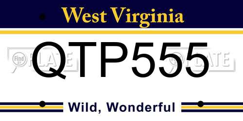 QTP555 West Virginia License Plate