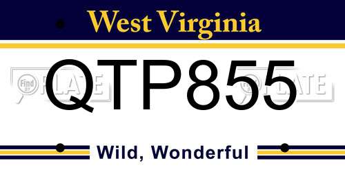 QTP855 West Virginia License Plate