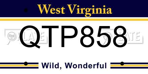 QTP858 West Virginia License Plate