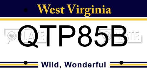 QTP85B West Virginia License Plate
