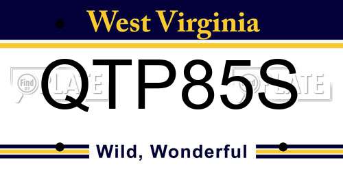 QTP85S West Virginia License Plate