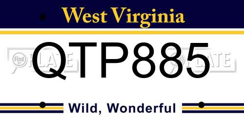 QTP885 West Virginia License Plate