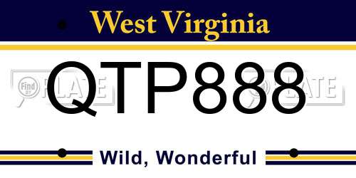 QTP888 West Virginia License Plate