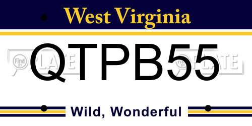 QTPB55 West Virginia License Plate