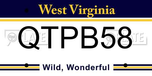 QTPB58 West Virginia License Plate