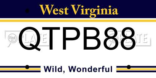 QTPB88 West Virginia License Plate