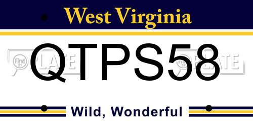 QTPS58 West Virginia License Plate