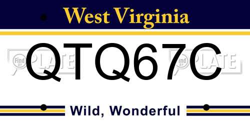 QTQ67C West Virginia License Plate