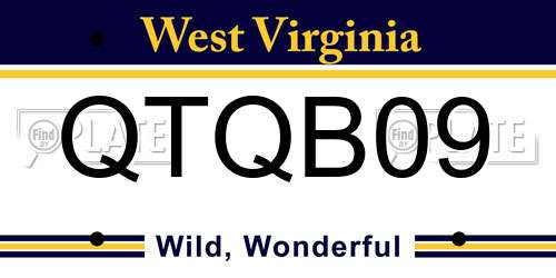 QTQB09 West Virginia License Plate
