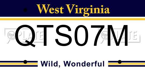 QTS07M West Virginia License Plate