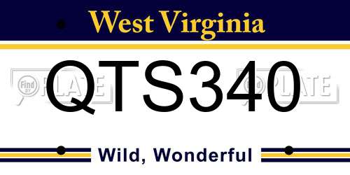 QTS340 West Virginia License Plate