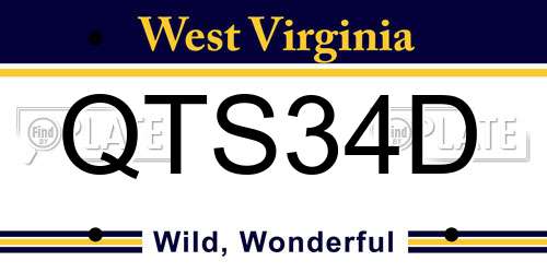 QTS34D West Virginia License Plate