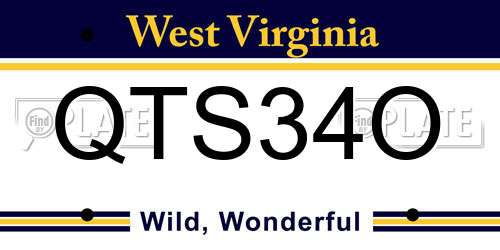 QTS34O West Virginia License Plate