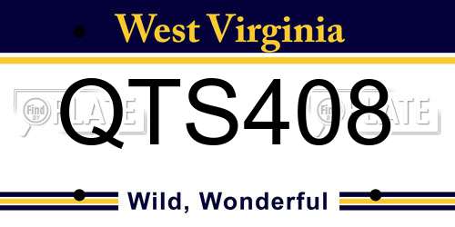 QTS408 West Virginia License Plate