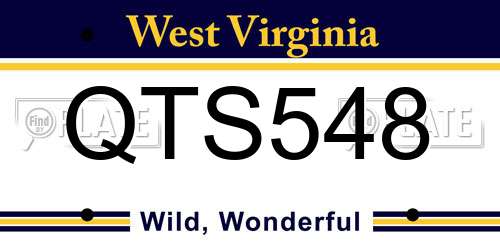 QTS548 West Virginia License Plate