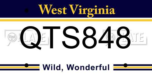 QTS848 West Virginia License Plate