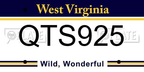 QTS925 West Virginia License Plate