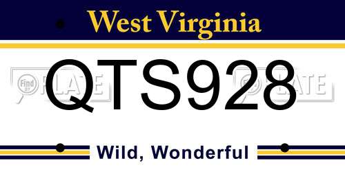 QTS928 West Virginia License Plate