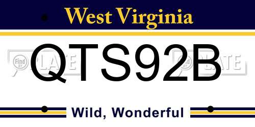QTS92B West Virginia License Plate