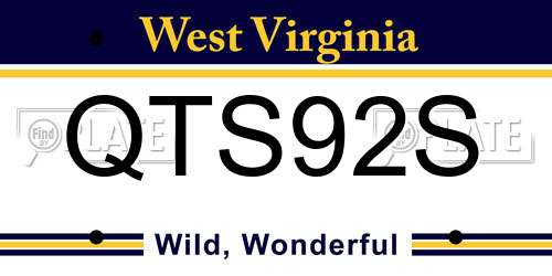 QTS92S West Virginia License Plate