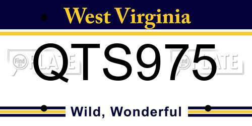 QTS975 West Virginia License Plate