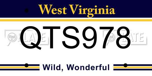 QTS978 West Virginia License Plate