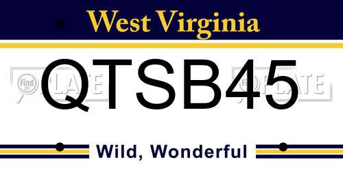 QTSB45 West Virginia License Plate