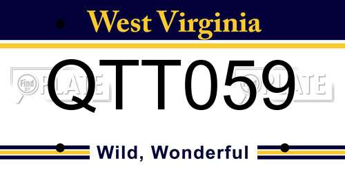 QTT059 West Virginia License Plate