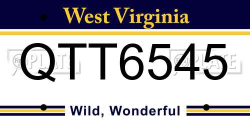 QTT6545 West Virginia License Plate