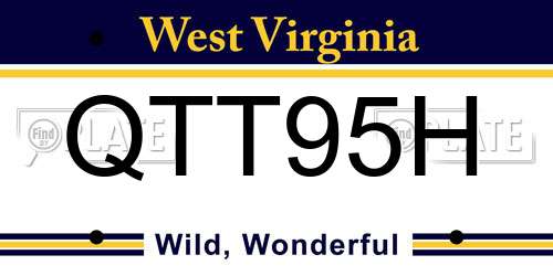 QTT95H West Virginia License Plate