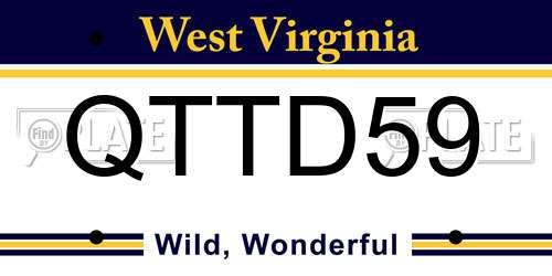 QTTD59 West Virginia License Plate