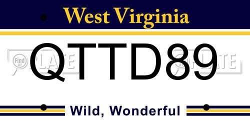 QTTD89 West Virginia License Plate