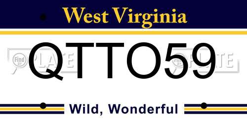 QTTO59 West Virginia License Plate