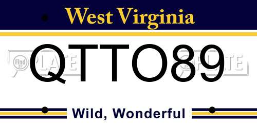 QTTO89 West Virginia License Plate