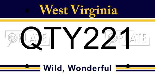 QTY221 West Virginia License Plate