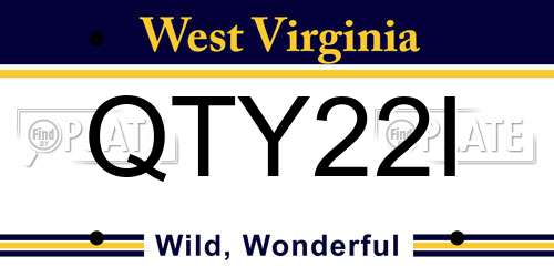 QTY22I West Virginia License Plate