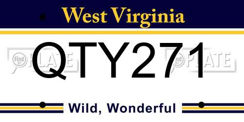 QTY271 West Virginia License Plate
