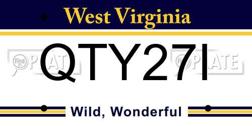 QTY27I West Virginia License Plate