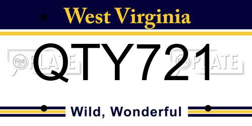 QTY721 West Virginia License Plate