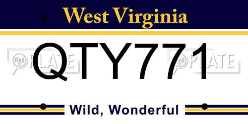QTY771 West Virginia License Plate