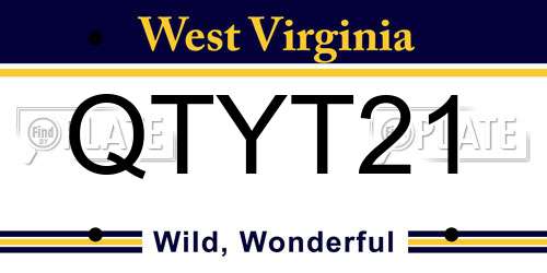 QTYT21 West Virginia License Plate