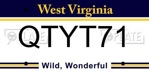 QTYT71 West Virginia License Plate