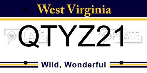 QTYZ21 West Virginia License Plate