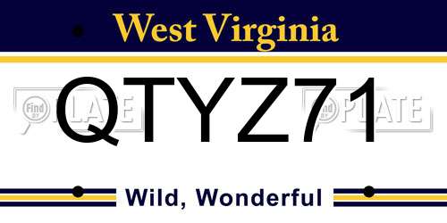 QTYZ71 West Virginia License Plate
