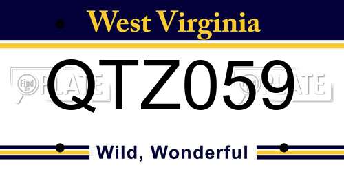 QTZ059 West Virginia License Plate
