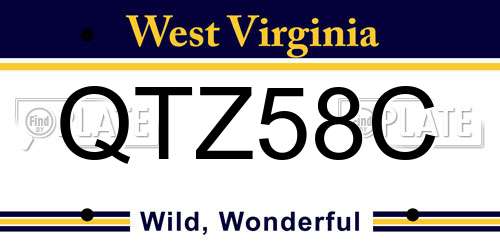 QTZ58C West Virginia License Plate