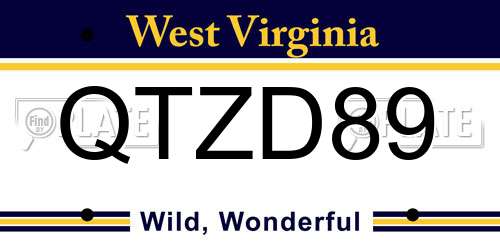 QTZD89 West Virginia License Plate