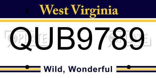 QUB9789 West Virginia License Plate