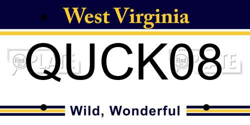 QUCK08 West Virginia License Plate